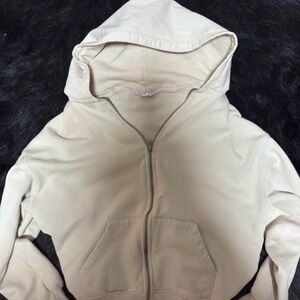 Cream Zip-Up Hoodie